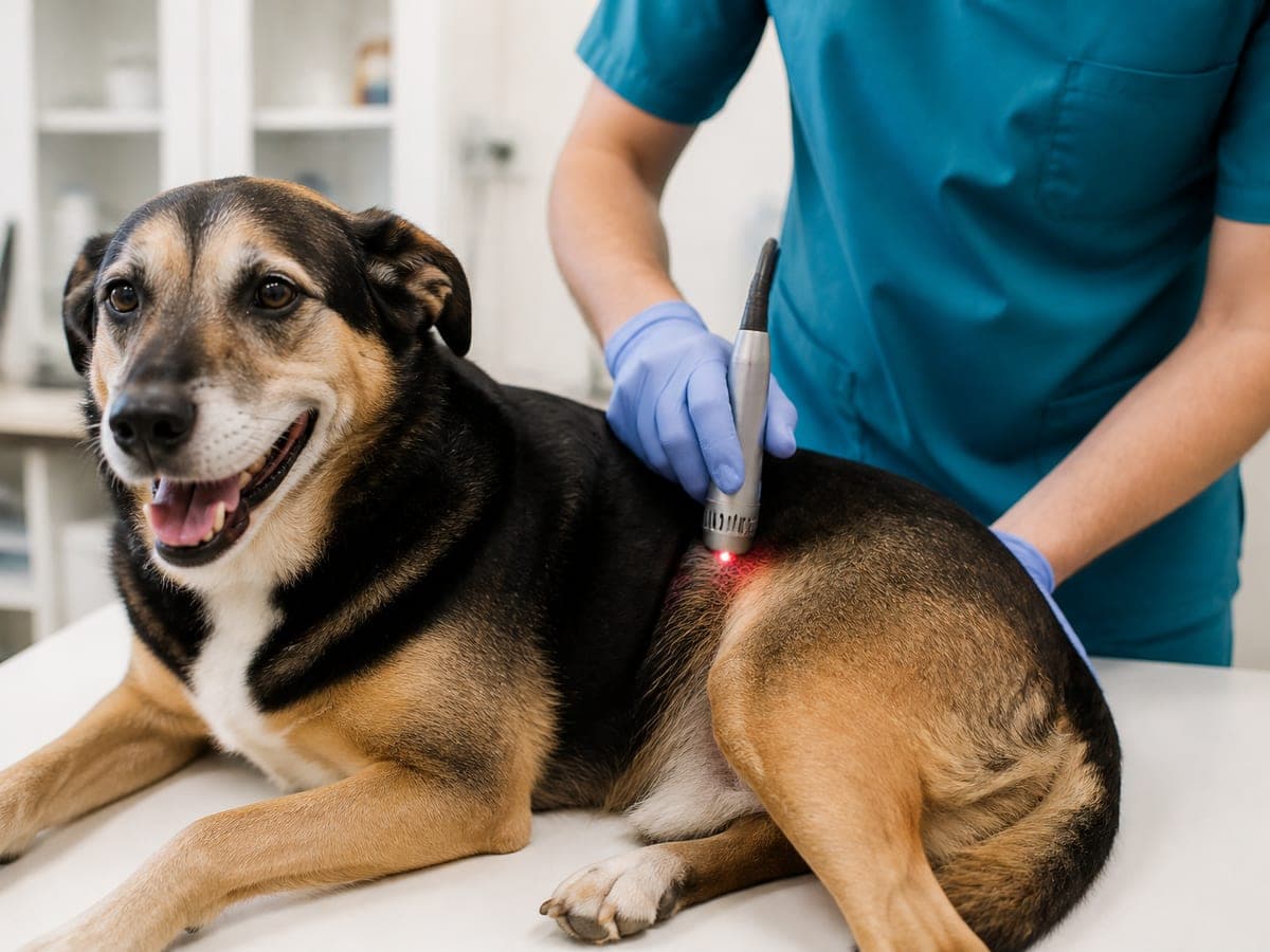 Laserterapia veterinaria su un animale